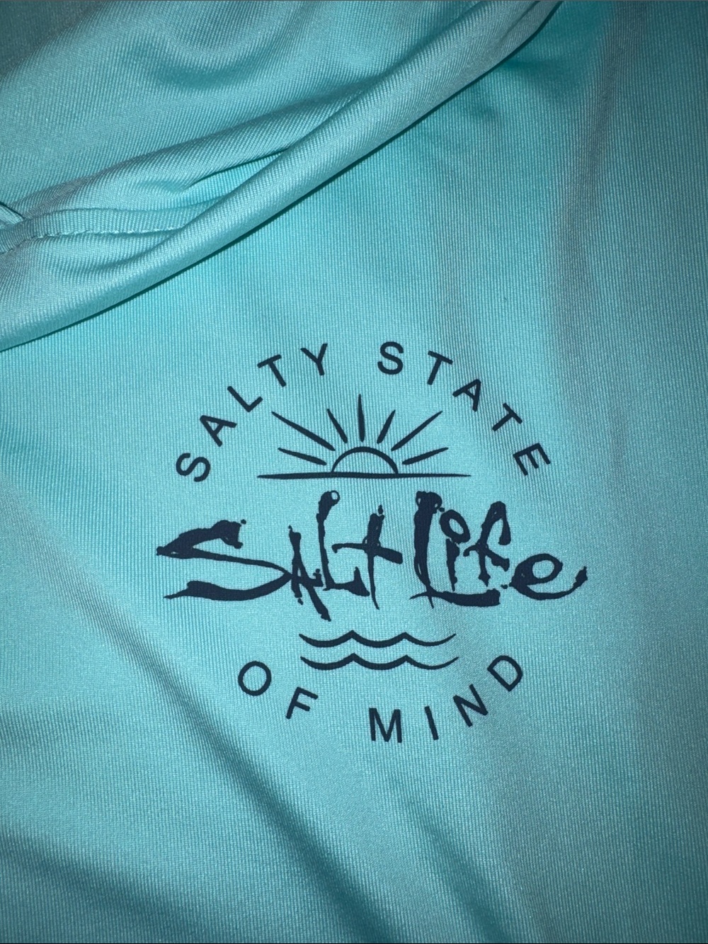 Salt Life Mint Long Sleeve Sun Shirt with Navy Tropical Print Shorts - Picture 3 of 15
